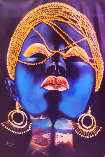 African in gold. oil canvas painting. African painting