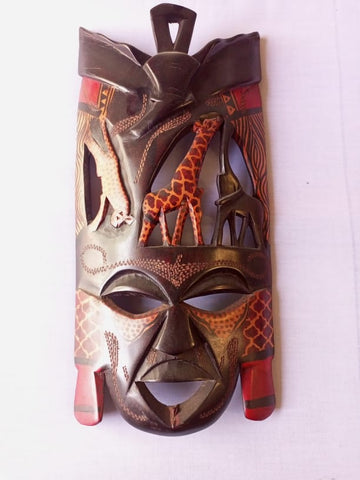 Giraffe mask. African Mask. Mask. Mpingo wood mask.