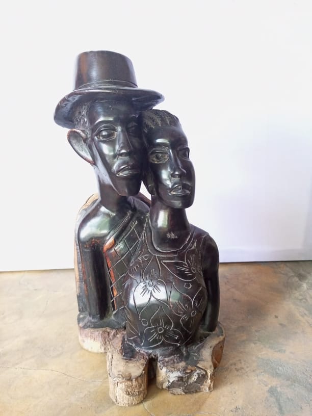 African man and woman Sculpture. Wooden Mpingo sculpture. African sculpture
