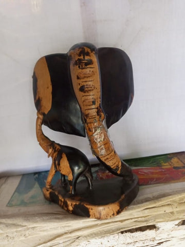Sculpture. African Elephant Sculpture. Mpingo wooden sculpture.