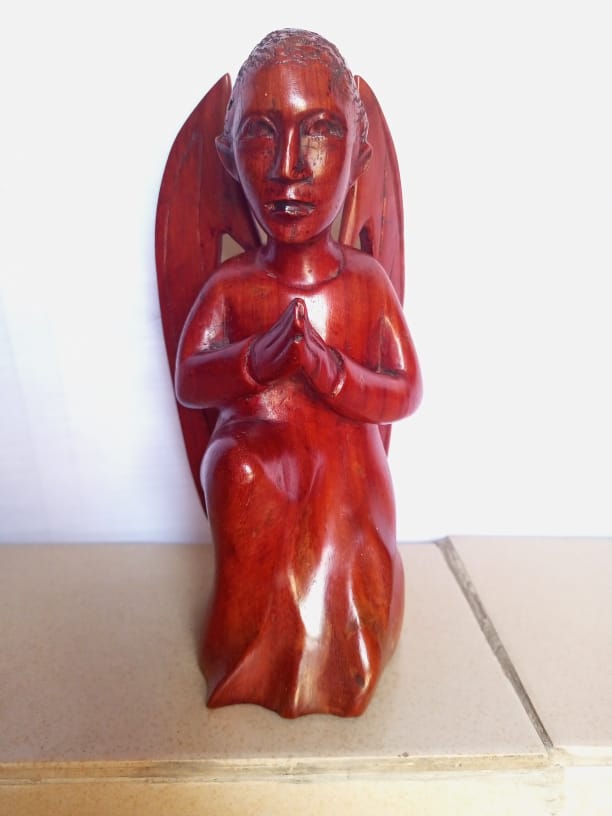 Angel sculpture. African Man Sculpture. Mpingo wooden sculpture