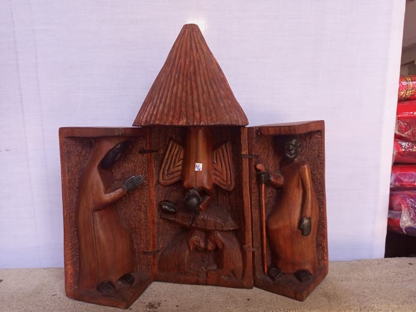 African Masaah House Sculpture. Mpingo wood sculpture