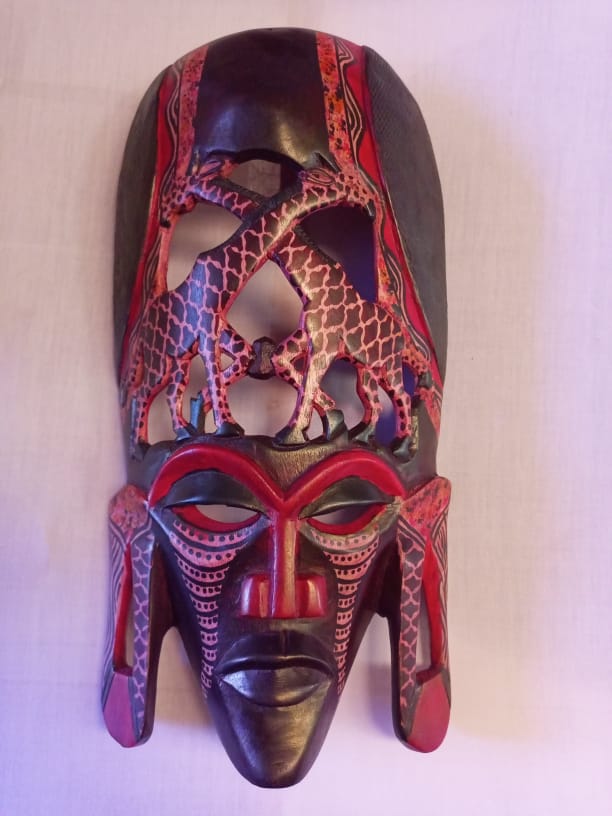 Giraffe mask. African Mask. Mask. Mpingo wood mask.