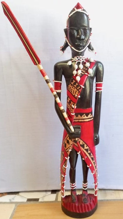 African Maasai Man Sculpture. Masaai sculpture. Mpingo wood.