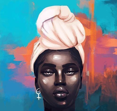 African ebony eyes. oil painting. Canvas painting. African hand painting