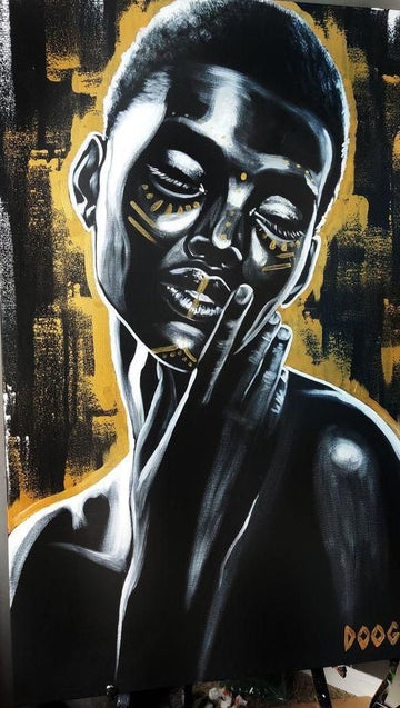 African lean. oil canvas African painting.