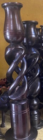 Mpingo wood candle holder. Hand carved candle holder set