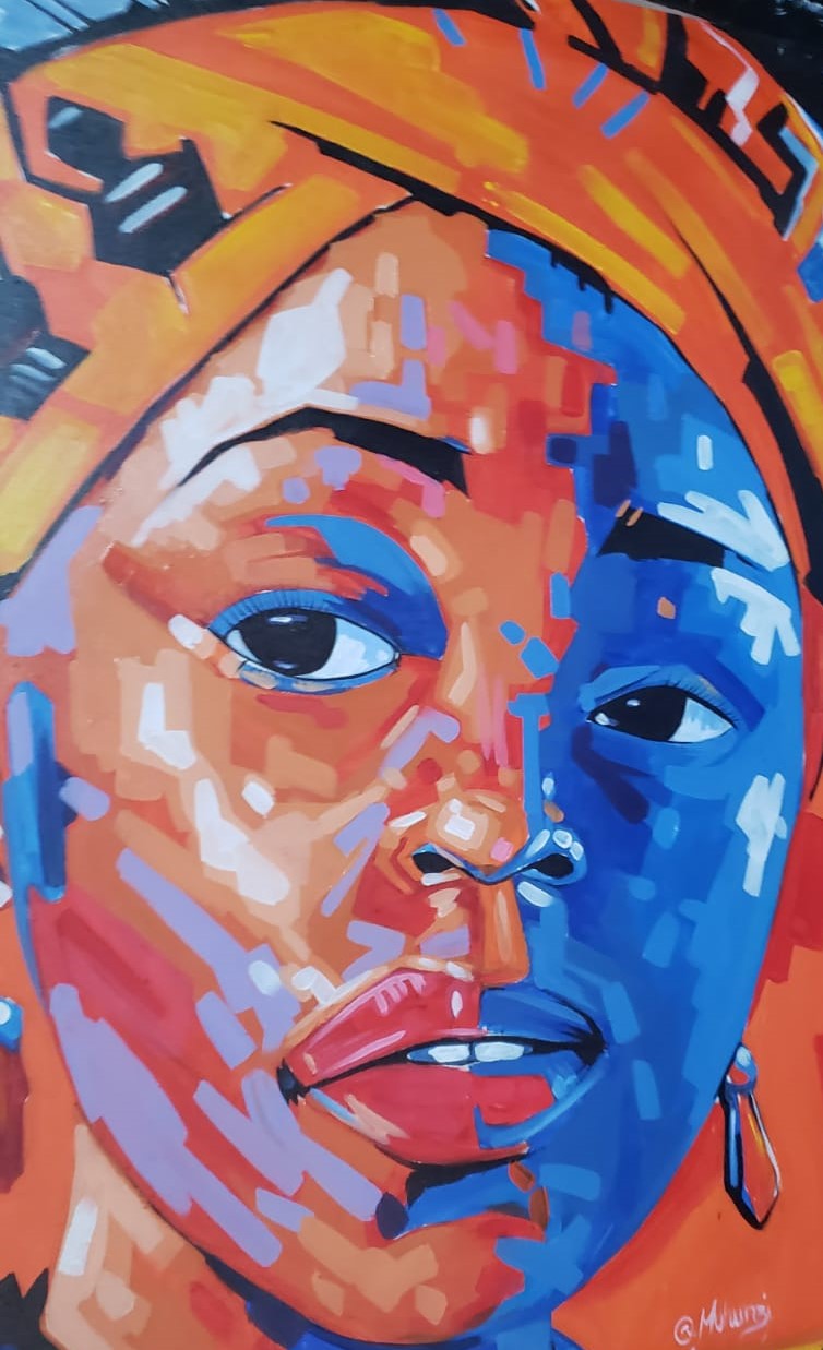 I heard you. African oil canvas painting. African art